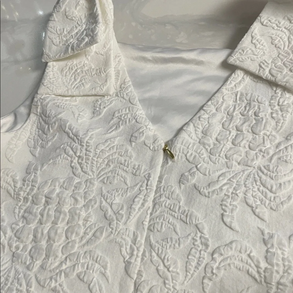 Lilly Pulitzer White Textured Midi Dress with Bow Shoulders - Picture 13 of 13